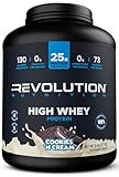 Revolution Nutrition, High Whey, Protein Powder 6LB, Whey Isolate, Gluten Free, Lean Muscle Mass for Men & Women, 25g of Protein Per Scoop, 2.7kg, 73 Servings (Cookies & Cream, 6 Pound)