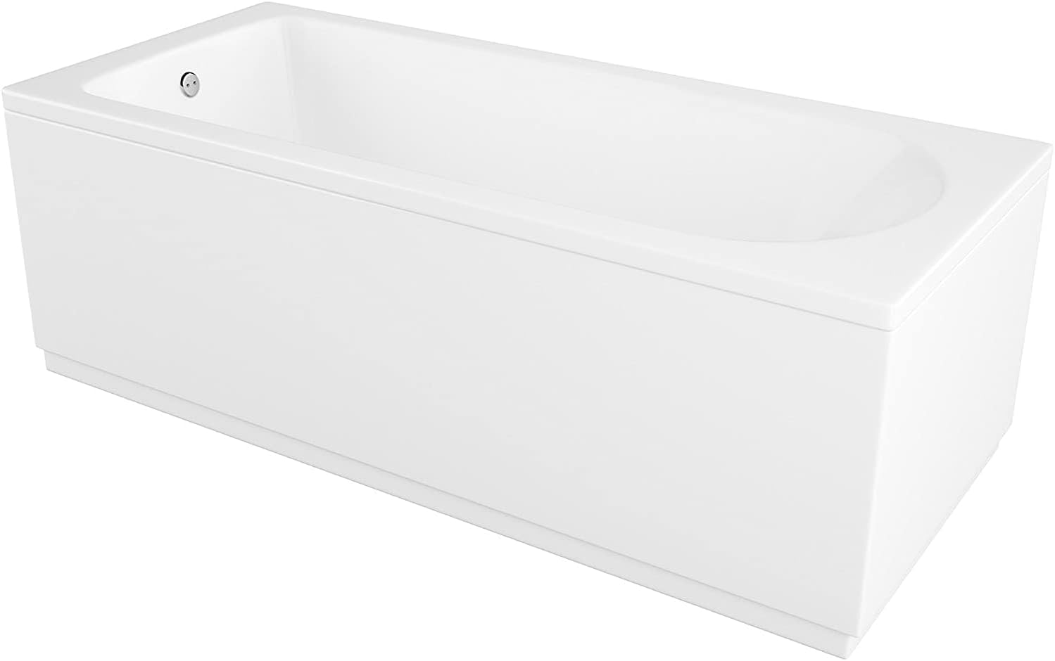 Rosina Bathroom White Gloss Bath Single Ended Curved Acrylic Bathtub with Adjustable Feet - 1700 x 700mm