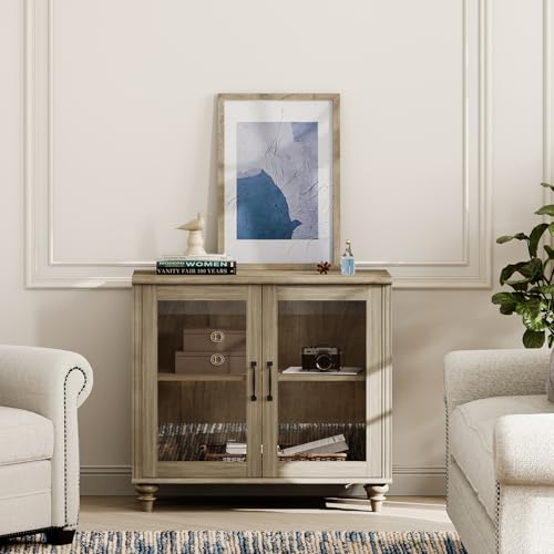 WAMPAT Farmhouse End Table with Ample Storage, Large Mid Century