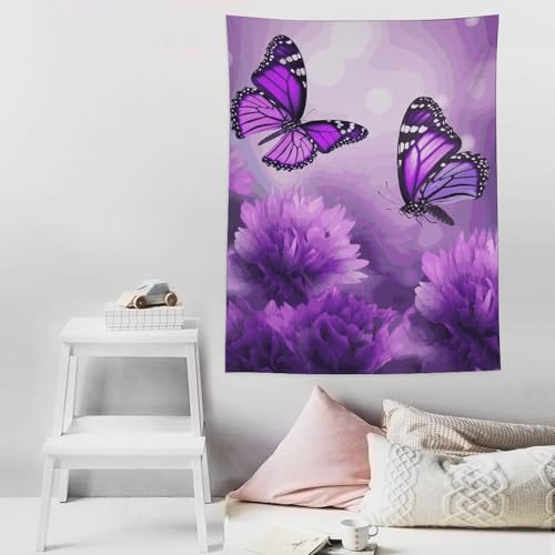 Tapisserie murale esthétique violette grand format pour décoration de salon