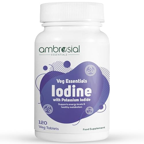 Ambrosial Iodine 5000 mcg & 7500 mcg Potassium Iodide Tablets Natural Vegetarian Iodine Source | Daily Mineral Supplement | 120 Tablets