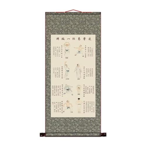 TAZYYZUU Le Livre des Mutations Fitness Peinture Suspendue Décoration Culturelle Rouleau sur Soie