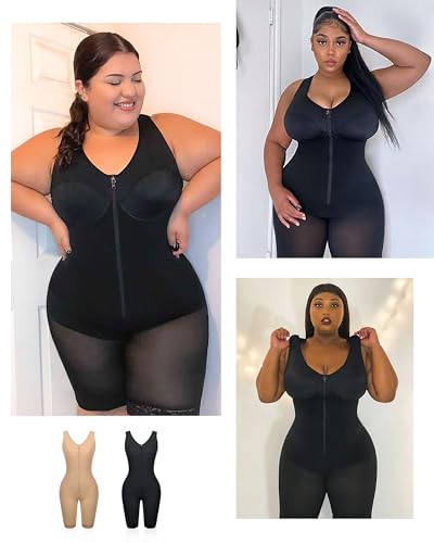 SHAPELLX Black Bodysuit Women Tummy Control Body Suit Butt Lifter Faja Colombianas Postpartum Girdle Full Body Shaper for Women (Black-XL)