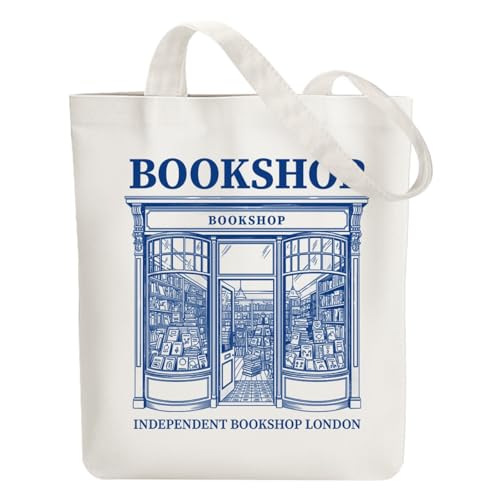ANATTASOUL Canvas Tote Bag London Bookshop Reusable Cotton