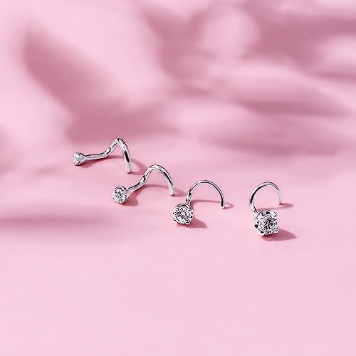 Cali Trove 10k Yellow Gold & White Gold Nose Stud in 20 Gauge, Available in different sizes. Diamond nose ring for women. Real Gold, Nose piercing stud for women & Men