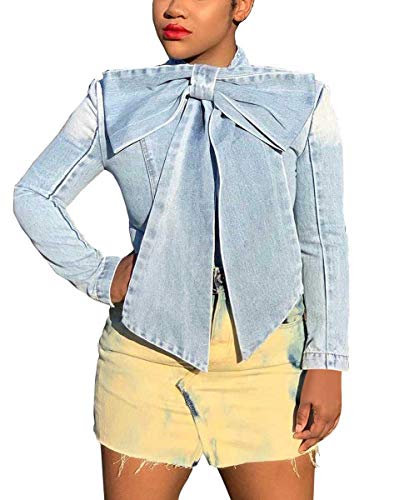 Jackets for Women Winter Jean Long Sleeve Classic Distressed Butterfly Denim Trucker Jackets