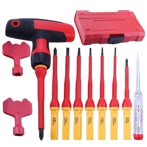 Juego de destornilladores de electricista, juego de 12 destornilladores de punta magnética, kit de herramientas de reparación de electrónica ligera para mantenimiento automotriz, suministro resistente
