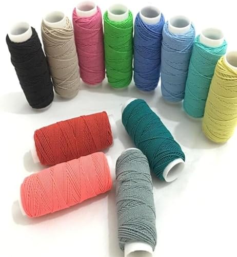 FQTANJU 12 pcs Round Shirring Elastic Craft cord, 12colors/pack