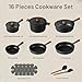 CAROTE Nonstick Pots and Pans, Induction Titanium Cookware Set 16pcs Kitchen Cooking Sets, Pot and Pan Non Stick w/Frying pan (PFOS, PFOA Free)