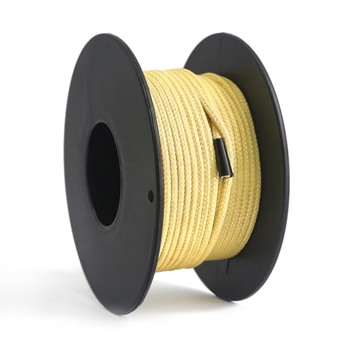 NewDoar Abriebfeste Geflochtene Kevlar-Schnüre 1,5 mm 50Fuß/120Fuß/200Fuß, 12-strängige Schnur Hochfest Verschleißfest Flammhemmend Geeignet für Camping Drachenschnur Angeln EDC-Schnüre (50 Fuß)