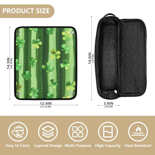 Bolsa de viaje para herramientas de cabello con tapete para plancha y organizador removible para accesorios de peinado y cuidado del cabello, con patrón de trébol a rayas miniatura 4