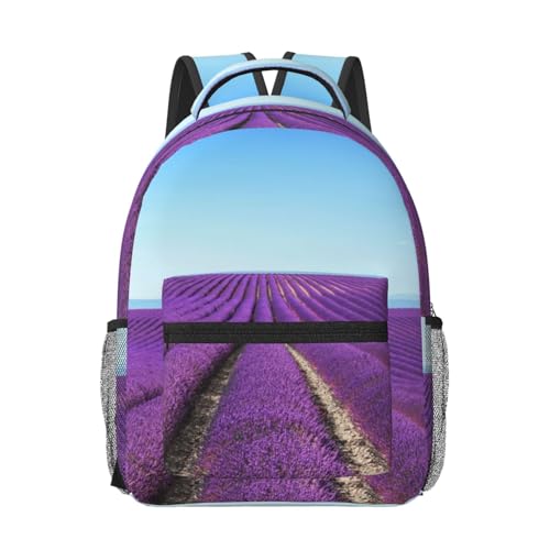 Sac à dos lavande confortable à bretelles rembourrées motif romantique