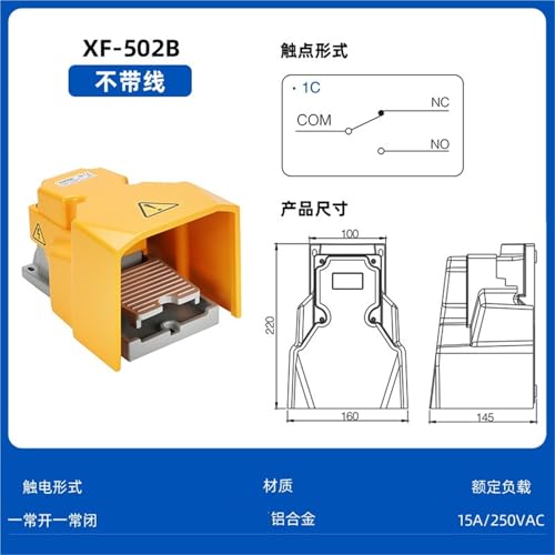 Interruptor de pedal XF-502B de aleación robusta con contactos de plata 2