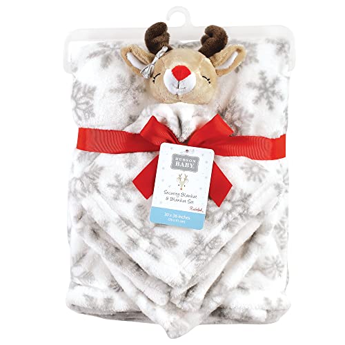 Image of Hudson Baby Unisex Baby Plush Blanket with Security Blanket, Girl Rudolph, One Size