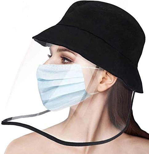 MissShorthair Protection Hat Full Face Shield Protective Cap, Anti-Pollution, Anti-Saliva, Anti-Spitting Uv Fishman Hat Cover for Man and Women, Black