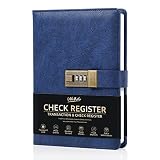 WEMATE Check Registers with Vintage Lock, A5 PU Leather Check Registers for Personal Checkbook, Ledg