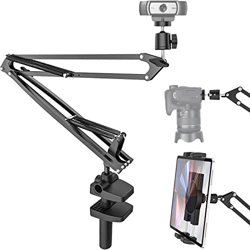 Soporte para Cámara Web, Aozcu Soporte de Abrazadera de Escritorio Soporte de Trípode Cámara con Pinza para Tableta, Ajustable Brazo de 76 cm webcam Stand de 1/4" para Logitech Webcam C922 C930e C920s Cover