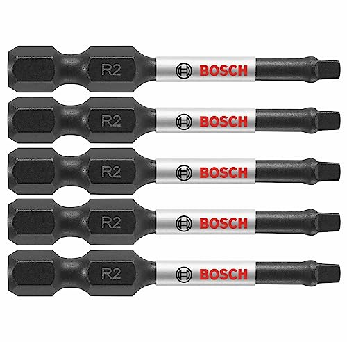 Bosch Itsq2205 5-Pack 2 In. Square #2 Impact Tough Screwdriving Power Bits #TOP14