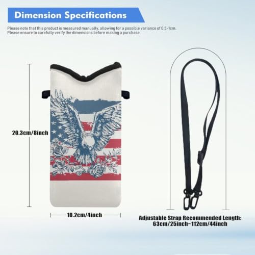 Image of Cellphone Purse Bag with Adjustable Strap Water-Resistant Shockproof Crossbody Mini Shoulder Handbags Portable Phone Sleeve Case for Women, 8 x 4 Inch, American Flag Eagle Rose White