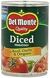 Del Monte Diced Tomatoes Basil, Garlic and Oregano, 14.5 ounces (Pack of 4)