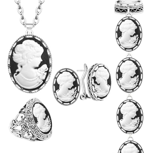 Vintage Look White Lady Queen Cameo Sets For Women Victoria