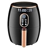 Heißluftfritteuse, Digitale Luftfritteuse, elektrische Heißluftfritteuse, 2,6 l, LCD-Bildschirm, Min-Timer, automatische Abschaltung, ersetzt die Friteuse (schwarz, 2,6 l)