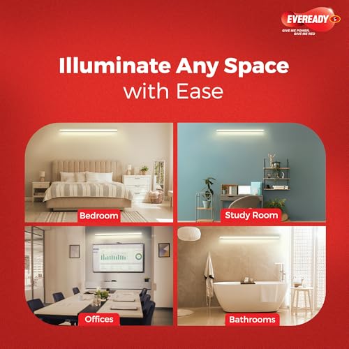 Image of Eveready 20W LED Batten | Ultraslim | Highly Efficient | 100lm /W | Fire Retardant PC Body | Lasts Upto 25000 Hours | Pack of 2 | 4kV Surge Protection | BIS Approved | Warm White (3000K)