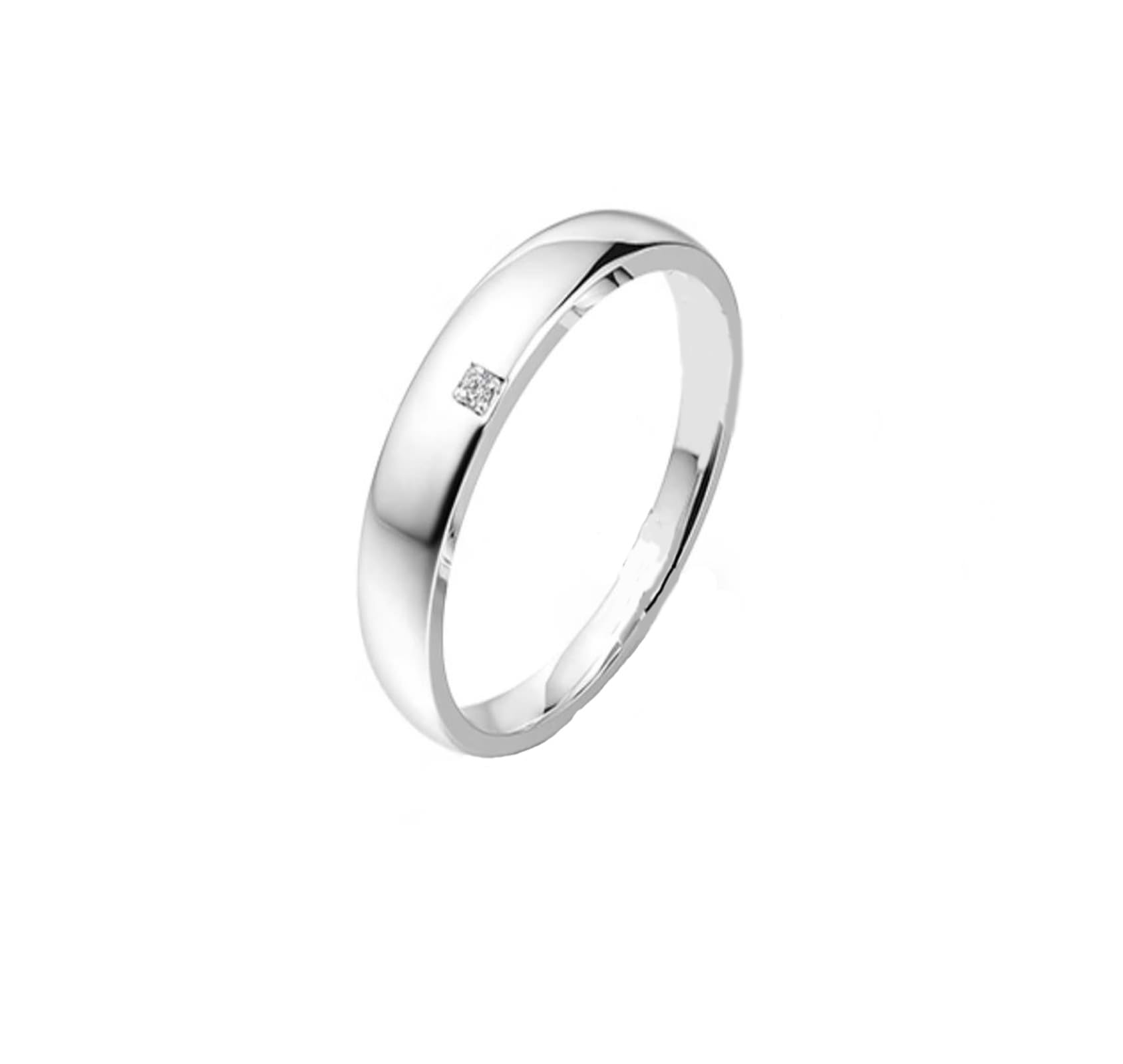 Alliances en or blanc 750 18 carats - Créées en laboratoire - Diamant classique - Taille 56 (17,8)