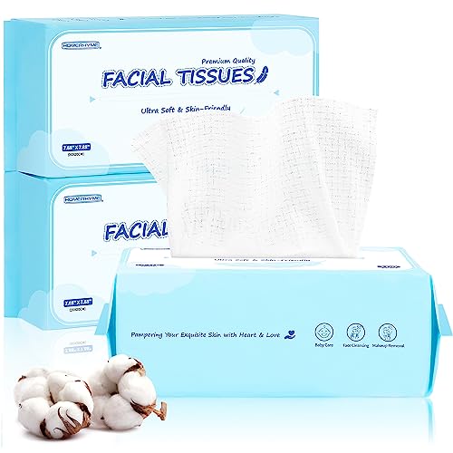 Image of Face Towel, 300 Count Face Wipes Makeup Remover Cloth, Bulk Disposable Ultra-Soft & Lint-Free Degradable Unscented Facial Tissues for Skincare & Surface Cleansing, 7.88 inch x 7.88 inch