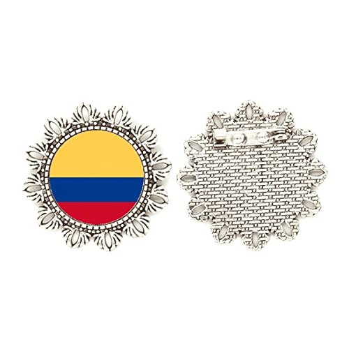 Broche de plata de la bandera de Colombia mediano para regalo nostálgico