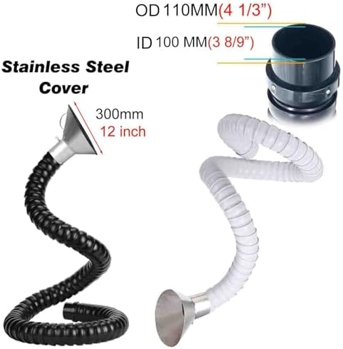 Flexible Fume Extractor Hose with Adjustable 360° Arm, Smoke/Dust Removal System for Workshops, Black Air Filtration Hood, Industrial Dust Collection