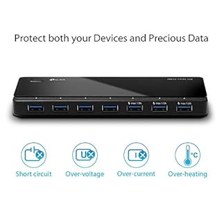 TP-Link UH700 USB Hub, 1.5A Fast Charging 7-Port Docking Station, 10x Data Transfer Speed up to 5Gbps, 12V/2.5A Power Adapter and 1m USB 3.0 Cable, Compatible with Windows, Mac OS X and Linux systems