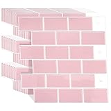 WalDecoo Subway Tile Peel and Stick Backsplash Tile, 10-Sheet Premium Self Adhesive Tiles for Kitchen, Stronger Upgrade Adhesive, Pink Stick on Backsplash for Kitchen and Bathroom(12' × 12')