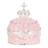 Locadence Caja de joyería con corona esmaltada, collar de baratijas, pendientes, caja organizadora de joyas, caja pequeña de recuerdo de metal vintage de aleación para anillos (Plata Rosa)