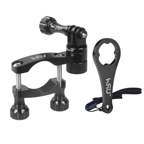 HSU Bike Handlebar Mount for Action Cameras, 360Rotation Seat Post, 0.6-1.3inch Compatible with GoPro Hero 13/12/11/10/9/8/7/6, DJI Osmo Action, AKASO and More (Black)