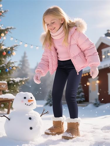 Resinta 5 Pack Girls Fleece Lined Leggings Winter Warm Soft Thermal Pants Full Length Multipack for Kids Cold Weather4