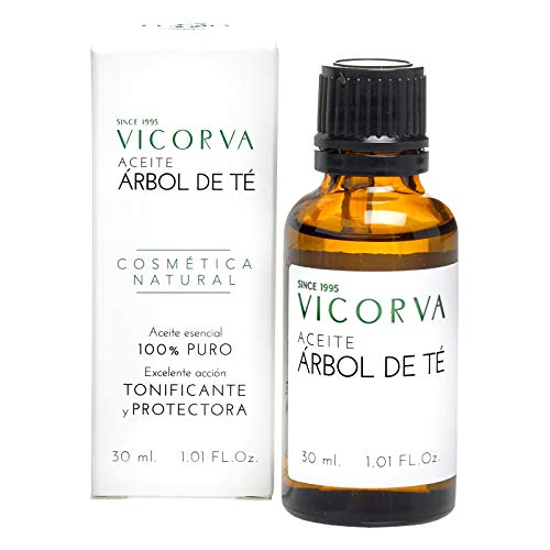 Vicorva | Aceite de Árbol de té 100% Puro y Natural | Aromaterapia, Cosmético, Baño, Masaje | Antiacné Piel Grasa | Fabricado en España | Origen: Australia | Ingrediente Natural | 30ml