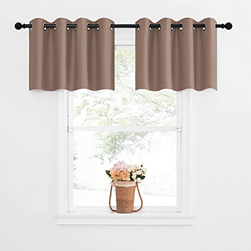 NICETOWN Blackout Tiers Camper RV Curtains for Small Window - Grommet-Top Window Treatment Blackout Panel Drapes for Bedroom/Office (Cappuccino, 2 PCs