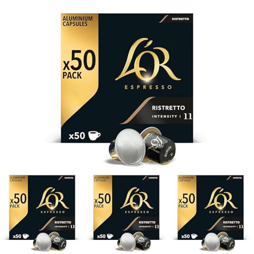 L'OR Espresso Cápsulas de Café Ristretto | Intensidad 11 | 50 Cápsulas Compatibles Nespresso (R)* - Amazon Exclusive (Paquete de 4)