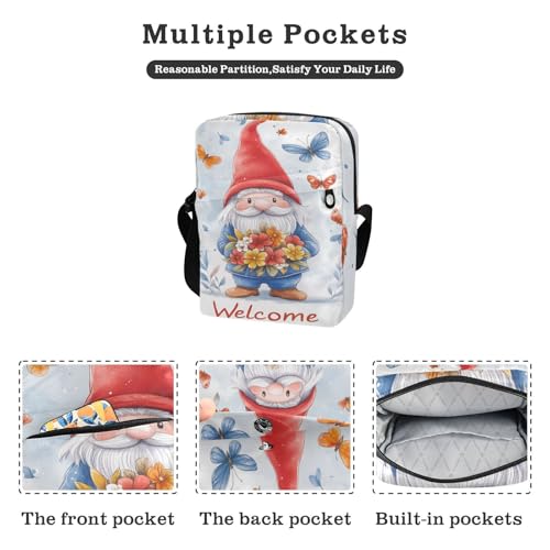 Vivid Color Flowers Cute Gnome messenger bag crossbody cross body bag Shoulder Handbags Adjustable Strap for business Travel2