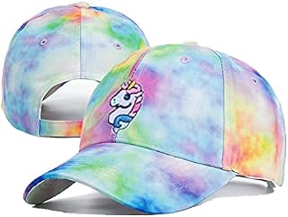 Witeygai Cute Unicorn Girl Ladies Baseball Cap, Fashion Color Sun Hat Adjustable Sun Hat with Unicorn Pony Pattern Tie Dye Rainbow Color Sunscreen Shade Sports Outdoor Travel