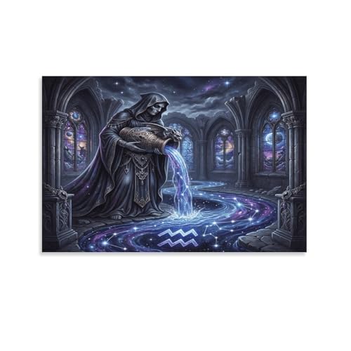Tableau toile Verseau gothique 50x75cm pour mur de salon