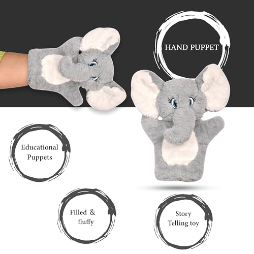Image of Besties Hand Puppets for Kids - Soft Hand Puppets for Kids, Story Telling Puppet for Kids, Hand Puppet Toy, Plush Animals Hand Puppet Toys, Fun Play Learning Toys - Grey (Elephant)