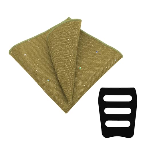 LHXzizizi Glitter Pocket Squares for Men, Solid Color Mens Pocket Square with Holder Suit Men's Handkerchiefs for Party Prom (Green)