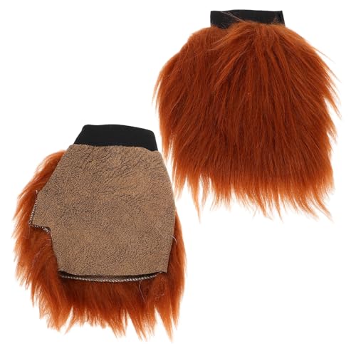 Guantes de pata de animal de felpa marrón para cosplay de invierno con diseño realista