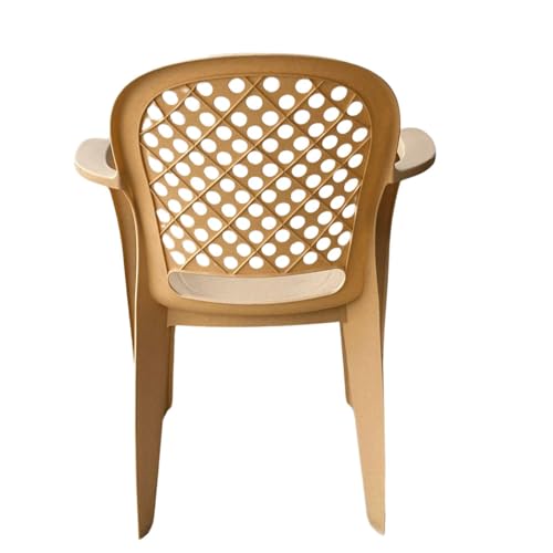 Image of Cello Crystal Armrest Plastic Chair with Matt Finish | Chairs for Living Room, Garden, Home Indoor and Outdoor Use (Colour: Marble Beige, Set of 4)
