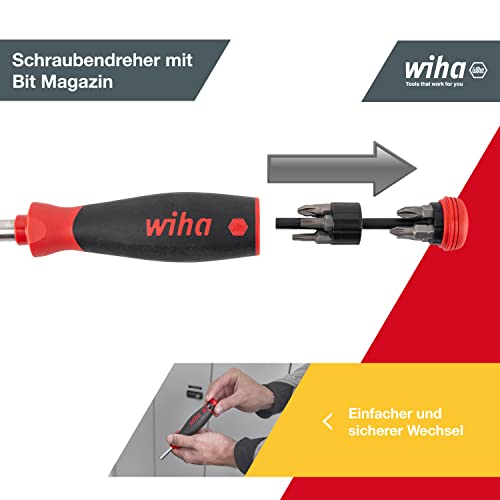 Wiha Pocketmax - Set Di Cacciaviti Magnetici, 8 Pezzi, Con Punte Riponibili (45292), Set Di Cacciaviti Magnetici Da 1/4", Con Rivista Bit, Intaglio/Phillips/Pozidriv/Torx - 3