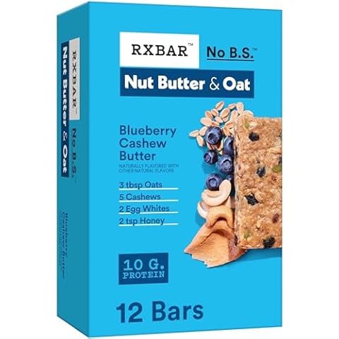 RXBAR Nut Butter and Oat Protein Bars, Protein Snacks, Snack Bars, Blueberry Cashew Butter, 23.2oz Box (12 Bars) Cover