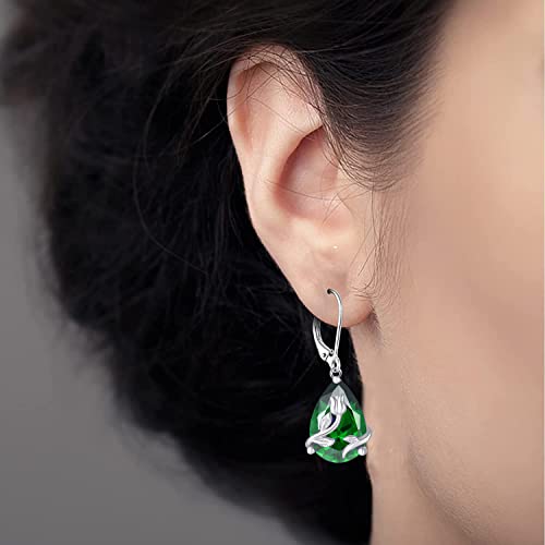Starchenie Earrings For Women,Sterling Silver Dangle Earrings For Women Hypoallergenic Cute Earrings For Women Emerald Earrings #TOP2