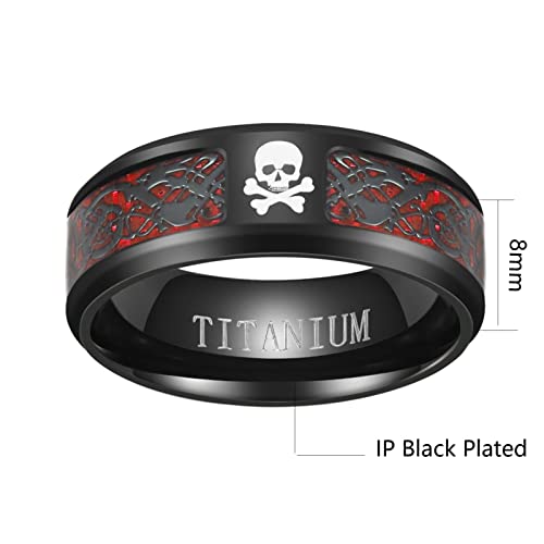 Ringcrown Couple Rings Matching Rings Black Wings Skull Ring 1.5Ct Red Cz Womens Wedding Ring Sets Punk Ring thumb #6